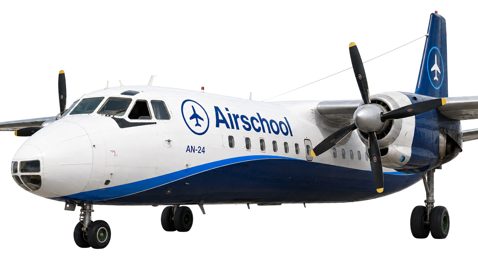 Турбовинтовой самолёт Ан-24 в ливрее Airschool