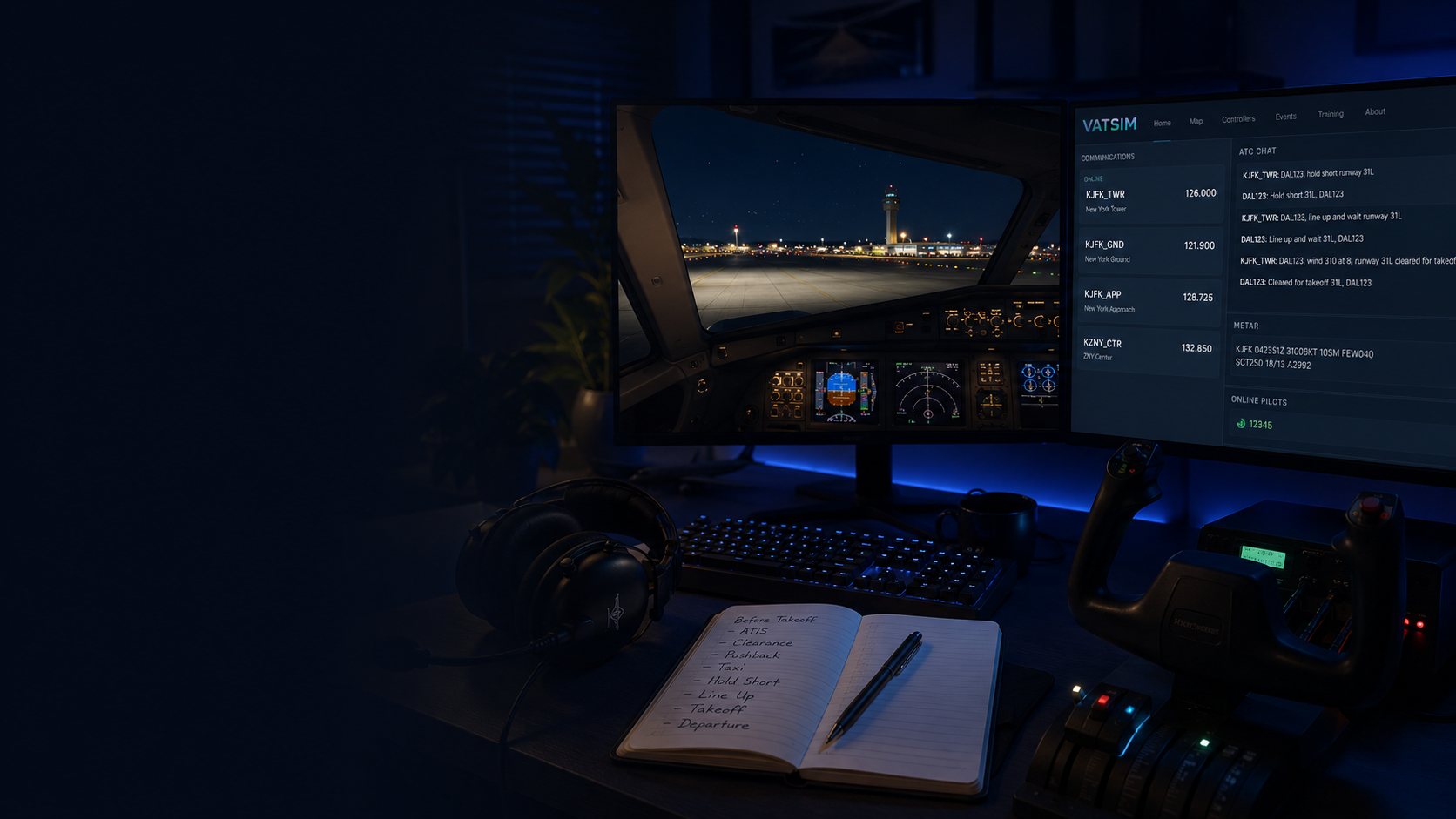 Экран диспетчерского радара VATSIM с метками воздушных судов